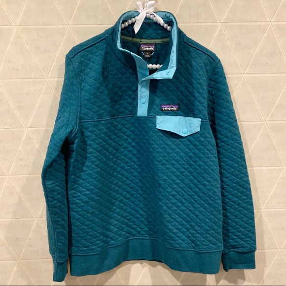 Patagonia Tops - Patagonia Elwha Blue Cotton Quilt Snap-T Pullover